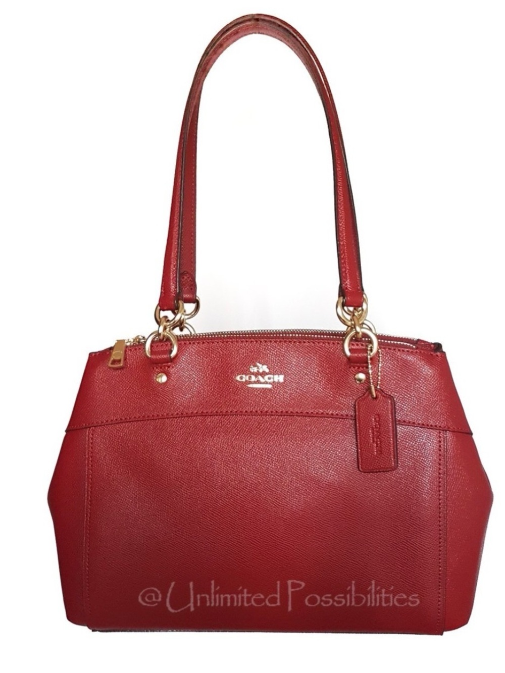 Coach Brooke Red Leather Tote Bag with Gold Hardware